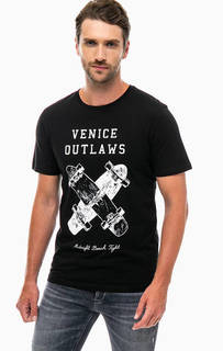Черная хлопковая футболка с принтом Jack & Jones