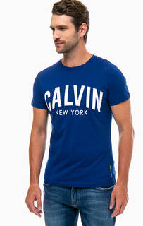 Синяя футболка из хлопка Calvin Klein Jeans