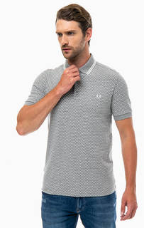 Серая хлопковая футболка поло с принтом Fred Perry