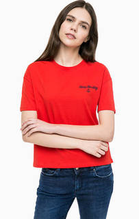 Красная футболка свободного кроя Only