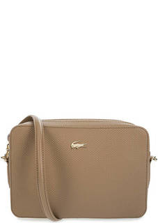 Коричневая сумка через плечо на молнии Lacoste