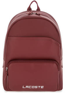 Бордовый городской рюкзак с логотипом бренда Lacoste