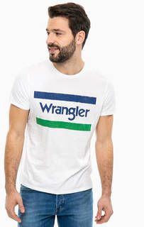 Белая хлопковая футболка с принтом Wrangler