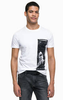 Белая хлопковая футболка с принтом Tom Tailor Denim