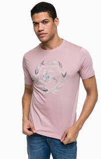 Розовая хлопковая футболка с принтом Lerros