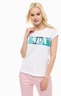 Белая хлопковая футболка с принтом U.S. Polo Assn.