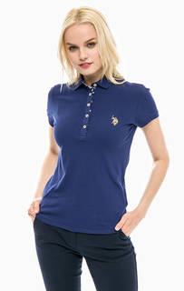 Синяя хлопковая футболка поло U.S. Polo Assn.