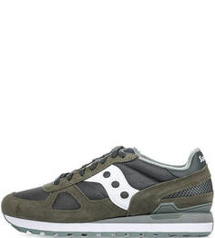 Кроссовки цвета хаки с замшевыми вставками Saucony