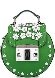 Зеленая кожаная сумка с нашивками Cromia