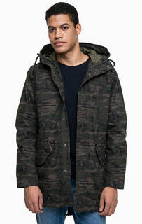 Парка из хлопка с камуфляжным принтом Jack & Jones
