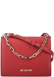 Красная сумка с откидным клапаном Love Moschino