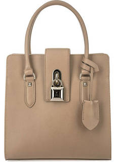 Бежевая кожаная сумка с короткими ручками Patrizia Pepe