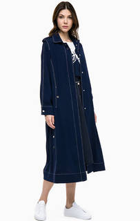Длинный синий тренчкот на кнопках Pennyblack