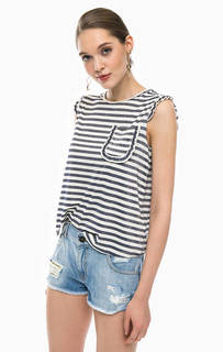 Футболка из вискозы в полоску с карманом Kocca