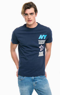 Хлопковая футболка синего цвета Tommy Jeans