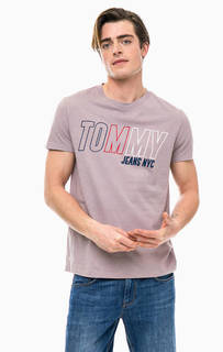 Сиреневая футболка с круглым вырезом Tommy Jeans