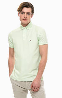 Хлопковая футболка поло мятного цвета Tommy Hilfiger