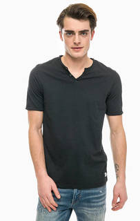 Хлопковая футболка с декоративными пуговицами Jack & Jones