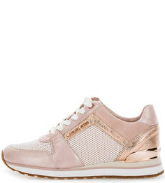 Розовые кроссовки из текстиля и кожи Michael Michael Kors