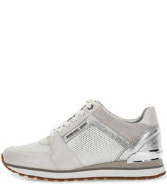 Серебристые кроссовки на танкетке Michael Michael Kors