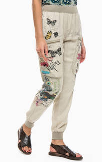 Бежевые брюки на резинке Desigual