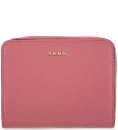 Розовый кошелек из зерненой кожи Dkny