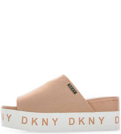 Бежевые сабо на танкетке Dkny