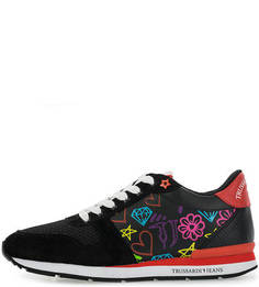 Кроссовки с разноцветным принтом Trussardi Jeans
