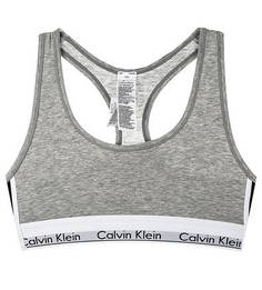 Серый хлопковый бюстгальтер с контрастной резинкой Calvin Klein