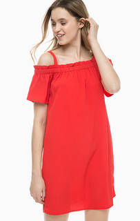 Красное платье с открытыми плечами Noisy May
