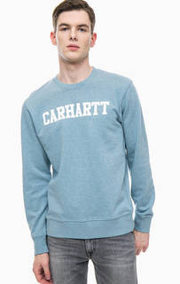 Синий хлопковый свитшот с логотипом бренда Carhartt WIP