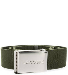 Текстильный ремень цвета хаки Lacoste