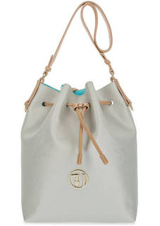 Серебристая сумка-торба с косметичкой на карабине Trussardi Jeans