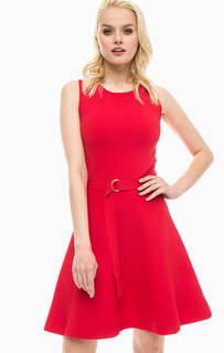 Красное трикотажное платье с расклешенной юбкой Michael Michael Kors