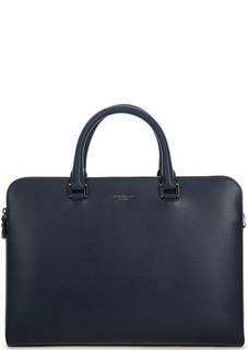 Синяя кожаная сумка с короткими ручками Michael Michael Kors