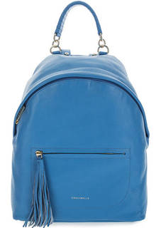 Вместительный кожаный рюкзак синего цвета Coccinelle