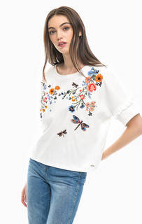 Хлопковая футболка с вышивкой Tom Tailor Denim