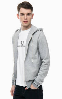 Серая хлопковая толстовка с капюшоном Fred Perry