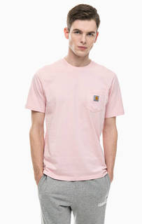 Розовая хлопковая футболка с карманом Carhartt WIP