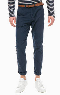 Синие хлопковые чиносы на ремне Guess