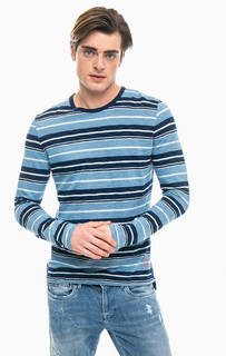 Синий хлопковый джемпер в полоску Pepe Jeans
