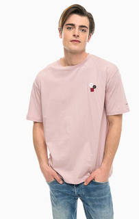 Розовая хлопковая футболка с круглым вырезом Pepe Jeans