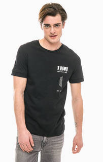 Черная хлопковая футболка с принтом Jack & Jones