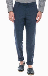 Синие брюки из хлопка и льна Trussardi Jeans