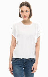 Белая футболка с драпированными рукавами Mustang
