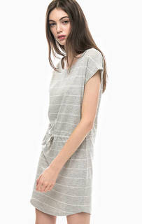 Серое хлопковое платье с короткими рукавами Only