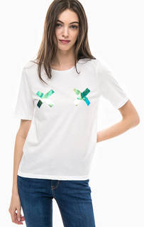 Белая хлопковая футболка с принтом Only