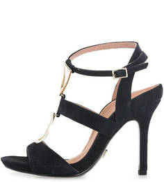 Синие замшевые босоножки на шпильке Tamaris