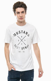 Футболка из хлопка белого цвета Mustang