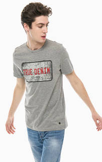 Серая хлопковая футболка с принтом Mustang